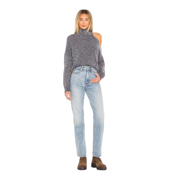 Lovers + Friends Chunky Knit Sweater Cold Shoulder Wool Blend Top Size Medium - Picture 1 of 11
